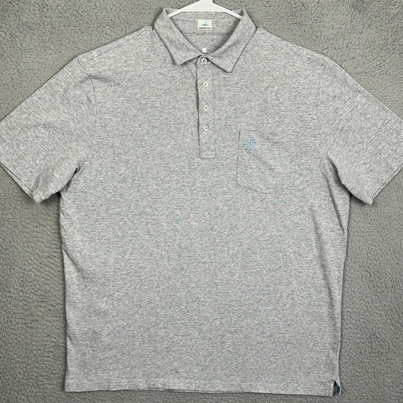 Johnnie-O Hangin Out Polo Shirt Men XL Gray Rugby Casual Stretch Pocket Logo EUC - Picture 3 of 9